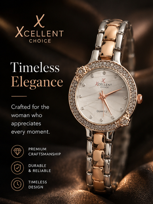 Haven Hour™ Celestia Luxe Crystal Watch – Rose Gold & Silver Edition