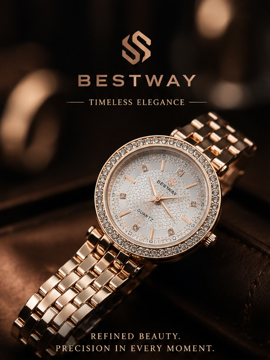 BESTWAY Luxe Crystal Watch – Rose Gold Edition