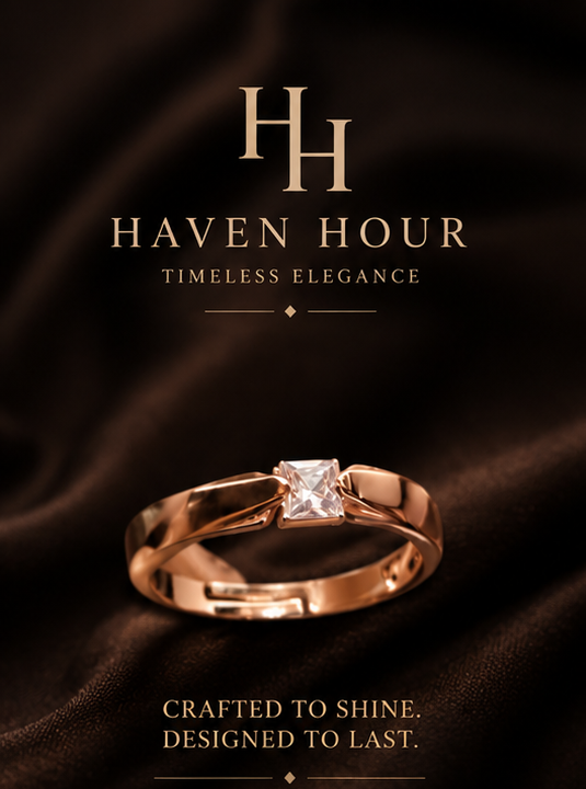 Haven Hour (HH) Rose Gold Princess Cut Ring – Timeless Luxury for Her