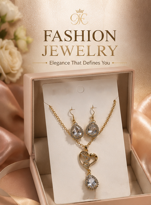 Haven Hour Crystal Heart Necklace & Earrings Set for Women
