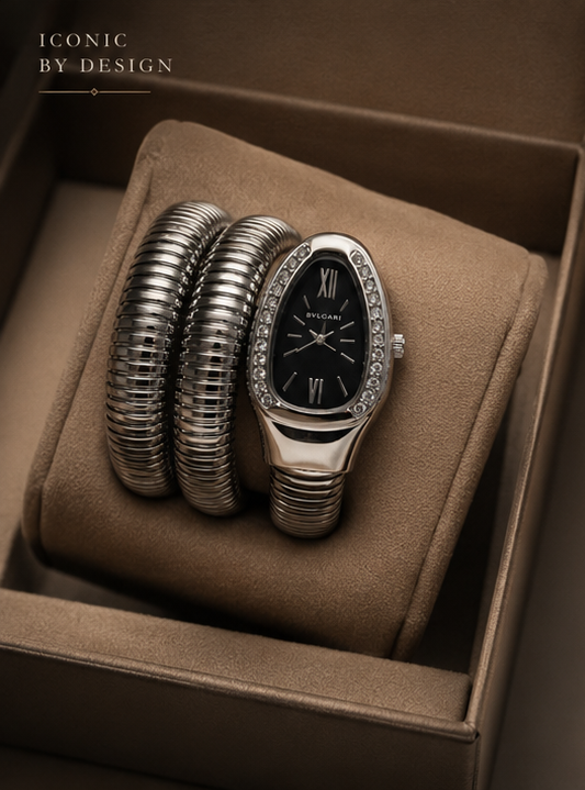 Luxury Silver Coil Bracelet Watch for Women