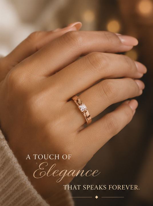 Haven Hour (HH) Rose Gold Princess Cut Ring – Timeless Luxury for Her