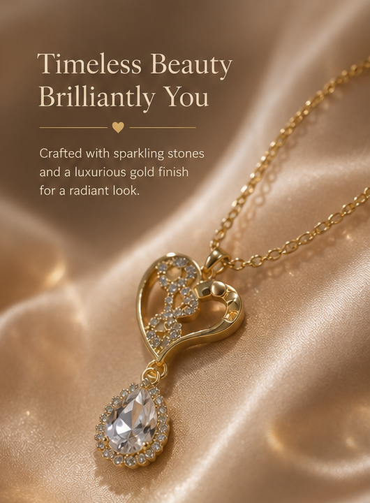 Haven Hour Crystal Heart Necklace & Earrings Set for Women