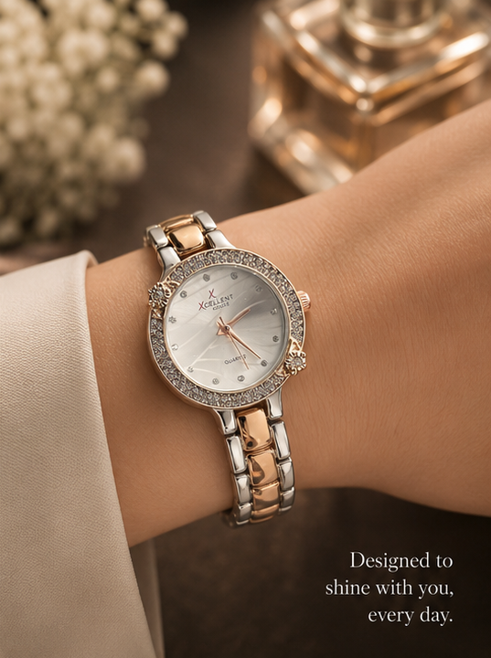 Haven Hour™ Celestia Luxe Crystal Watch – Rose Gold & Silver Edition