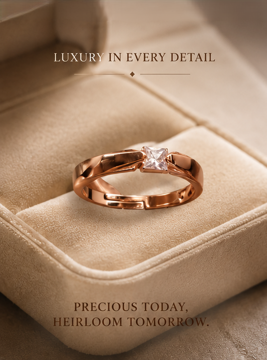 Haven Hour (HH) Rose Gold Princess Cut Ring – Timeless Luxury for Her