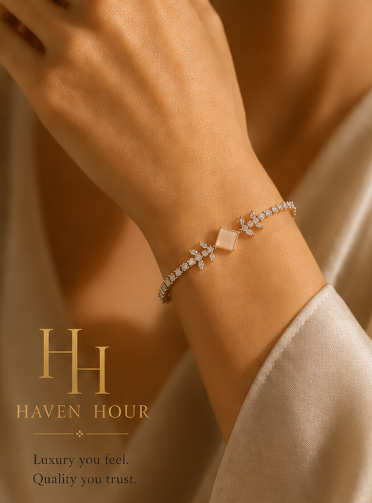 Blush Crystal Luxe Bracelet – Rose Gold Elegance