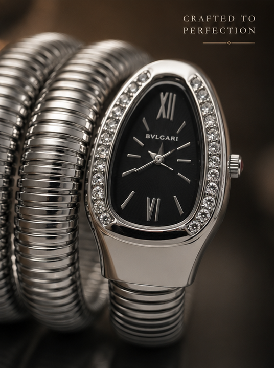 Luxury Silver Coil Bracelet Watch for Women