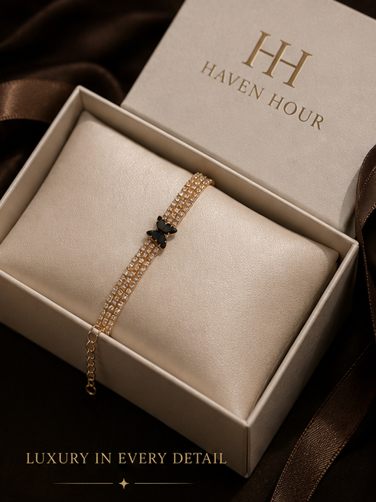 Haven Hour Butterfly Luxe Bracelet – Rose Gold Crystal Elegance