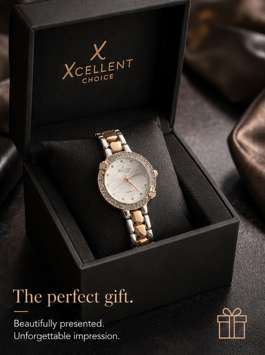 Haven Hour™ Celestia Luxe Crystal Watch – Rose Gold & Silver Edition