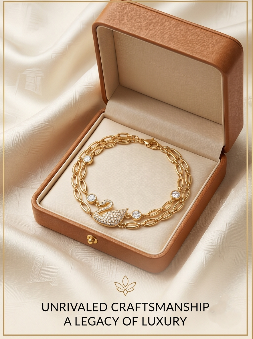 Haven Hours – Swan Élégance Dual-Chain Crystal Bracelet