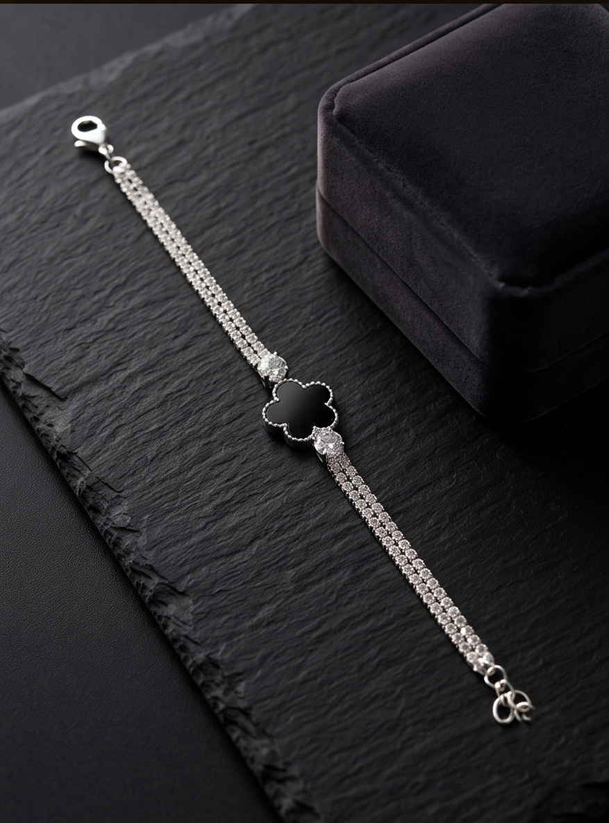 The ‘Aurora’ Flower Bracelet | Sterling Silver & Cubic Zirconia