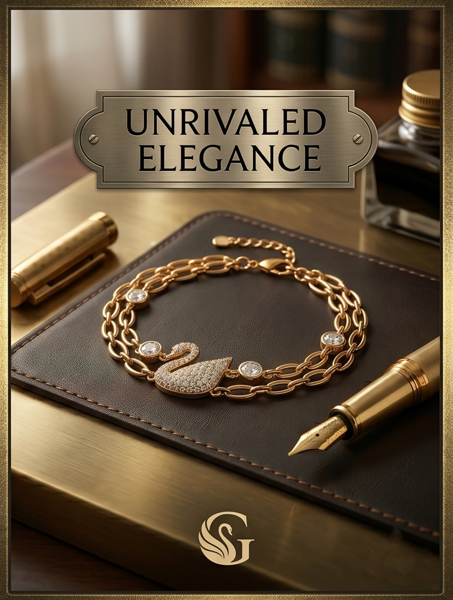 Haven Hours – Swan Élégance Dual-Chain Crystal Bracelet
