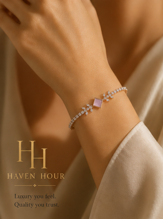 Blush Crystal Luxe Bracelet – Rose Gold Elegance