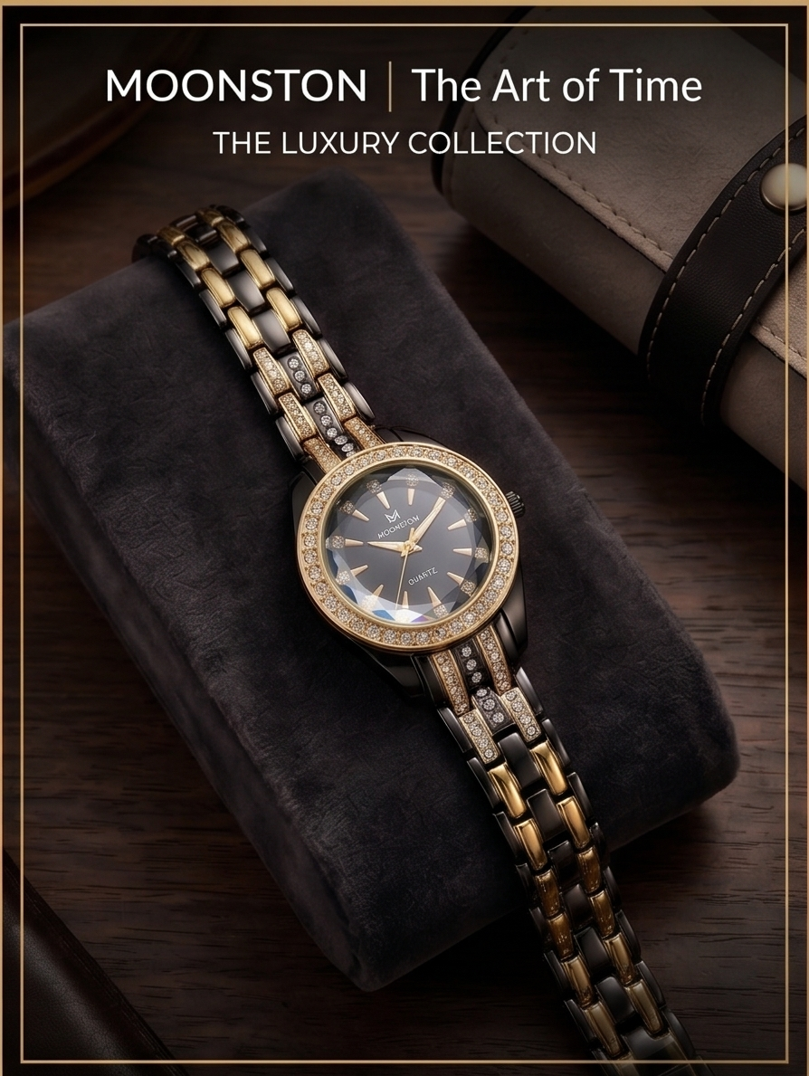 Moonston Elite: The Diamond-Cut Luxury Watch for Women