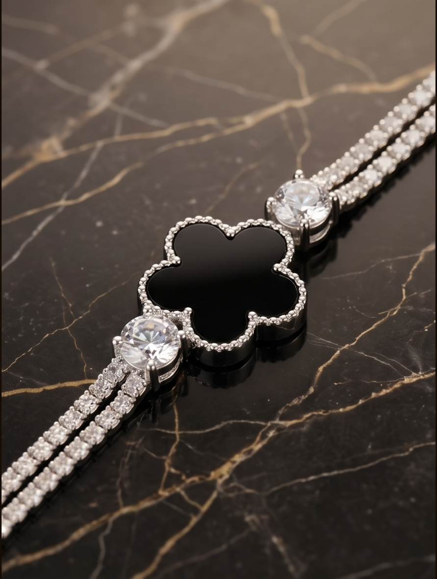 The ‘Aurora’ Flower Bracelet | Sterling Silver & Cubic Zirconia