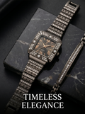 Elite Square Dial — Midnight Noir & Rose Gold Crystal Edition