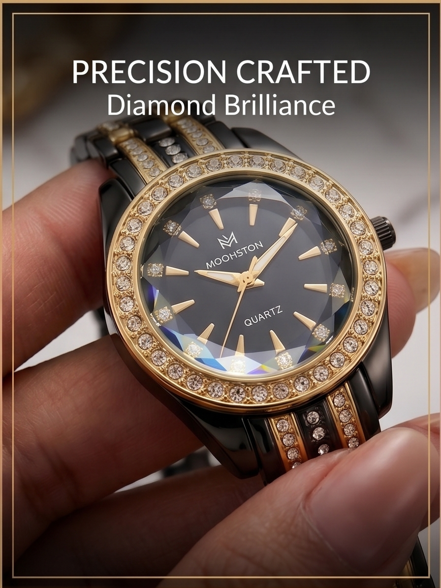 Moonston Elite: The Diamond-Cut Luxury Watch for Women