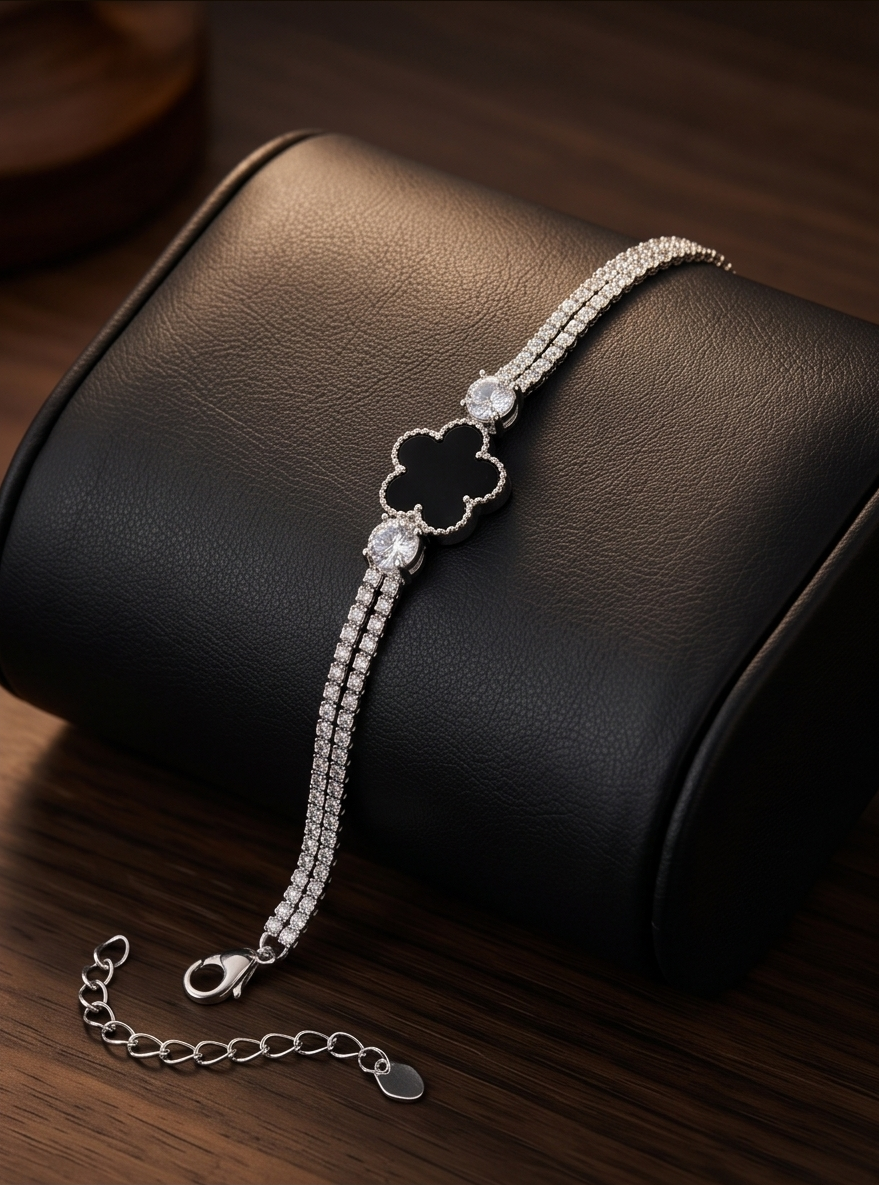 The ‘Aurora’ Flower Bracelet | Sterling Silver & Cubic Zirconia