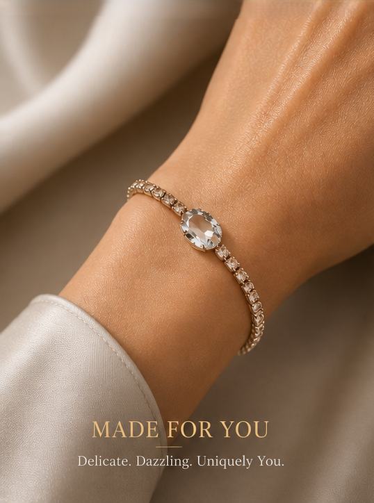 Crystal Elegance Bracelet – Rose Gold Luxury Tennis Bracelet