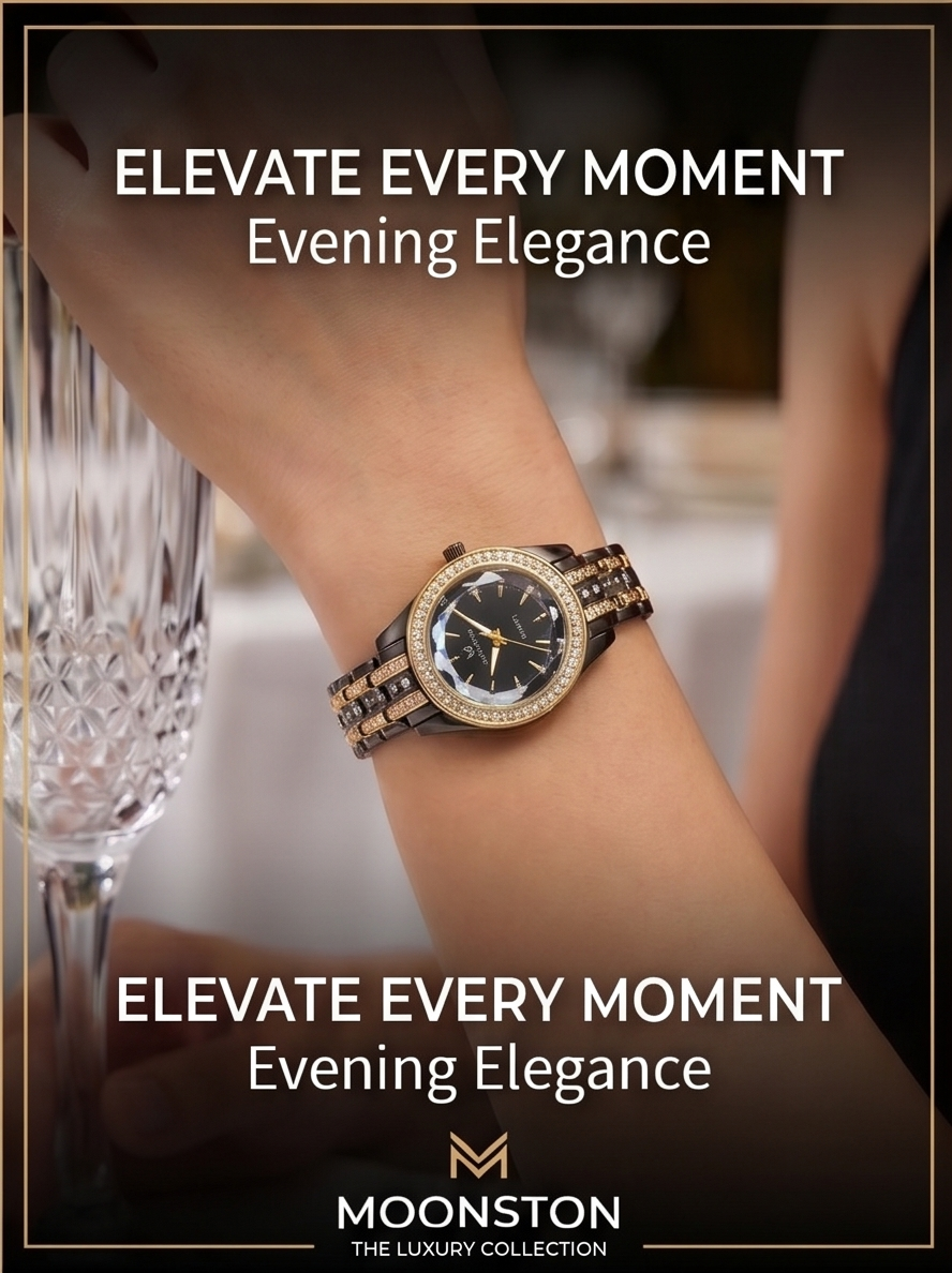 Moonston Elite: The Diamond-Cut Luxury Watch for Women