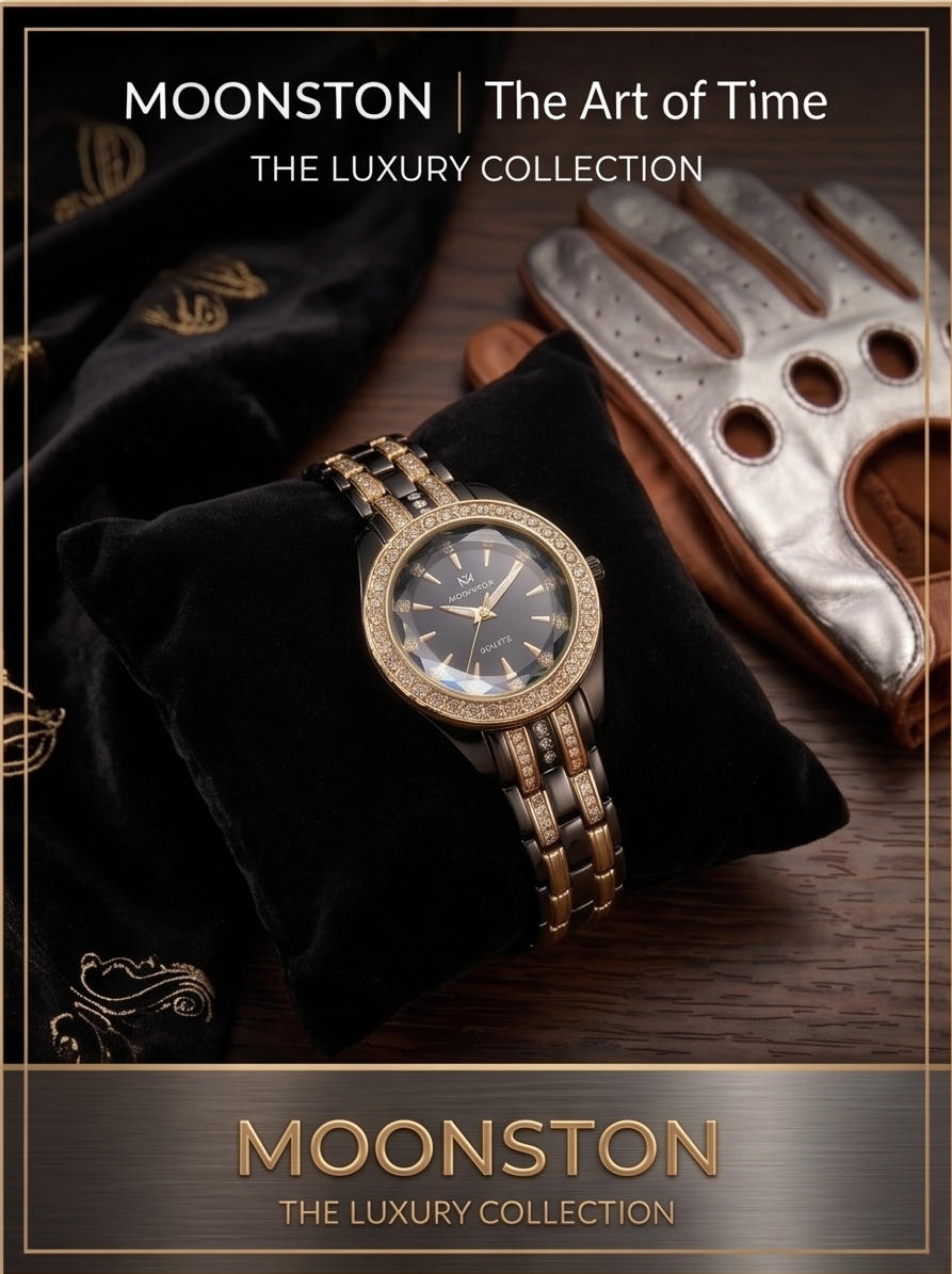Moonston Elite: The Diamond-Cut Luxury Watch for Women