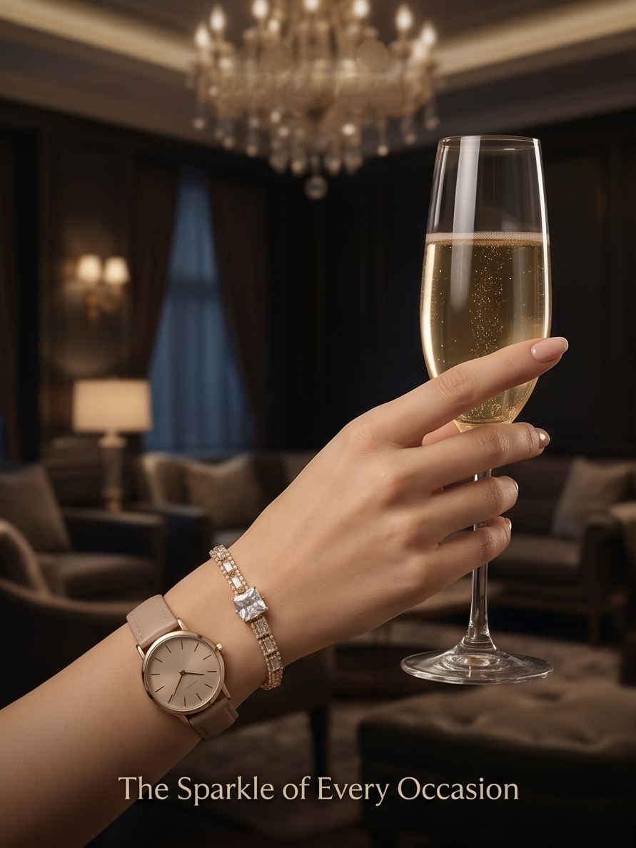 Baguette & Princess Cut Gold-Plated Bracelet