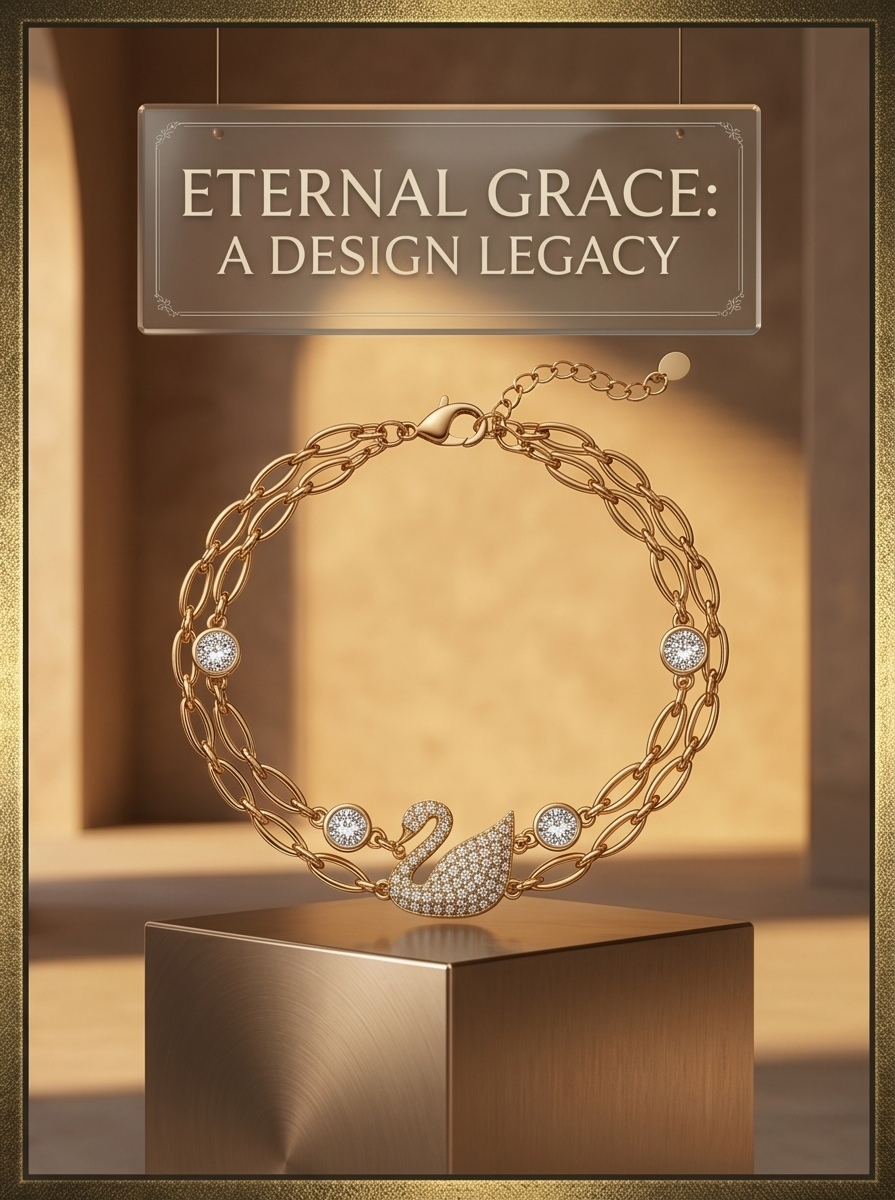 Haven Hours – Swan Élégance Dual-Chain Crystal Bracelet