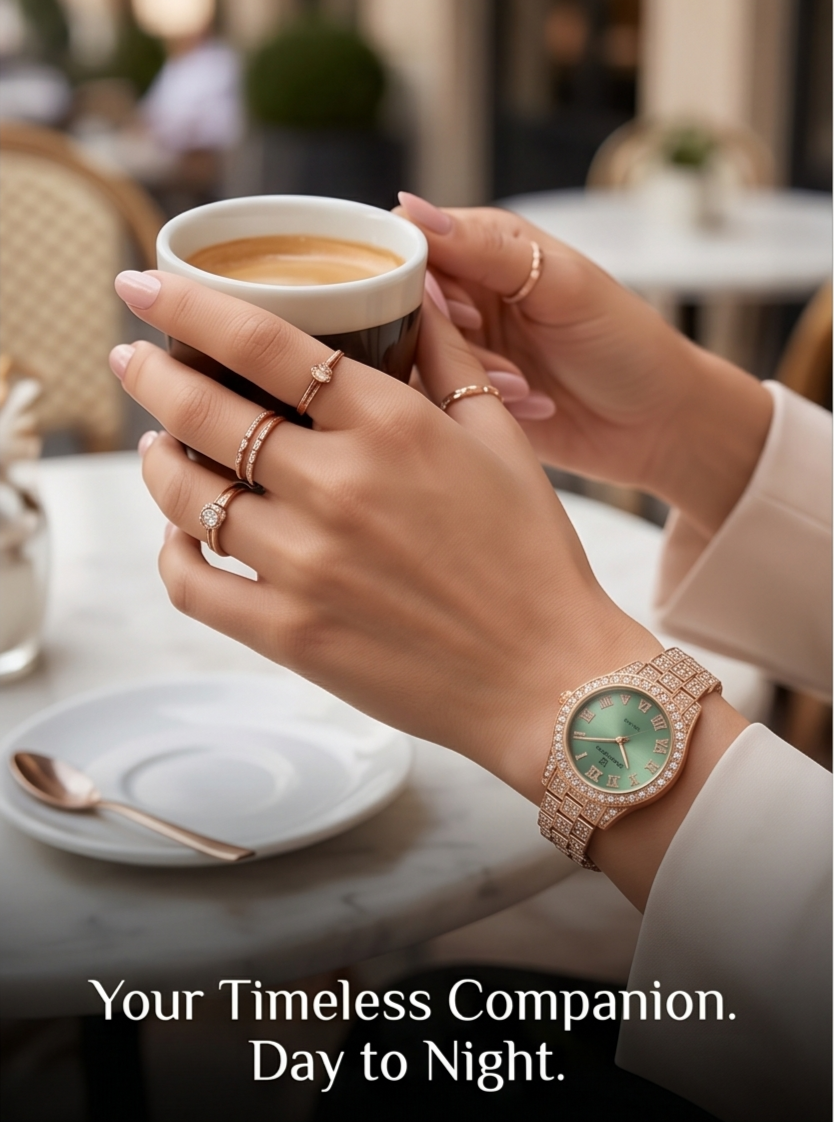 Elysian Rose & Mint Crystallized Timepiece
