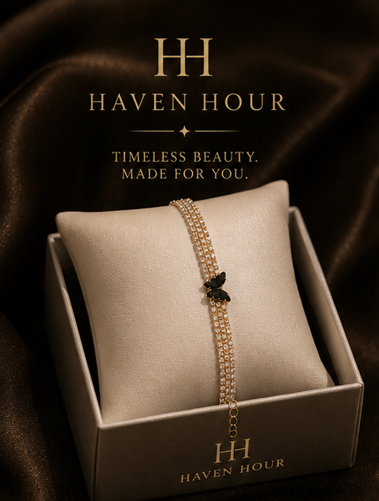 Haven Hour Butterfly Luxe Bracelet – Rose Gold Crystal Elegance