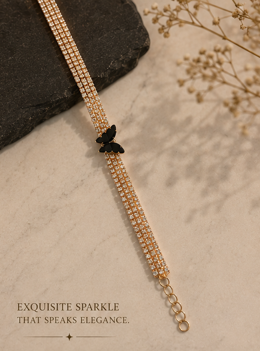 Haven Hour Butterfly Luxe Bracelet – Rose Gold Crystal Elegance